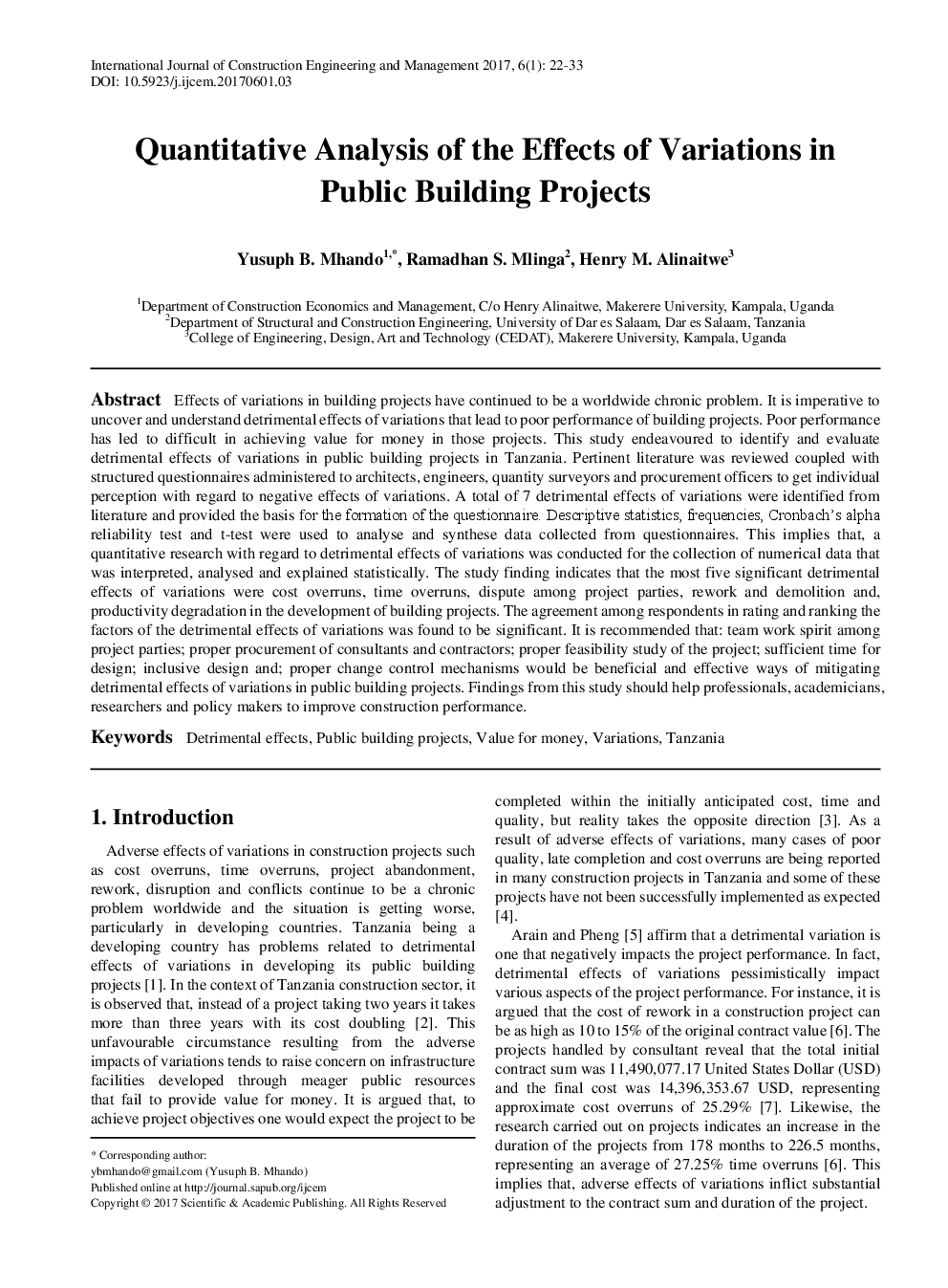 Quantitative Analysis Of The Effects Of Variations In Public Building Projects - Page 2