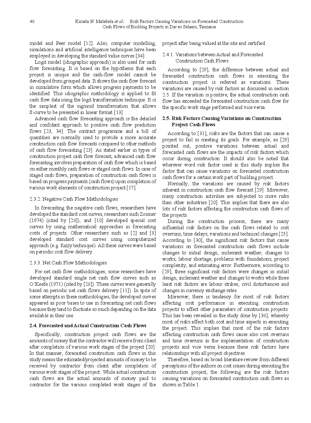 Risk Factors Causing Variations On Forecasted Construction Cash Flows Of Building Projects In Dar es Salaam, Tanzania - Page 4