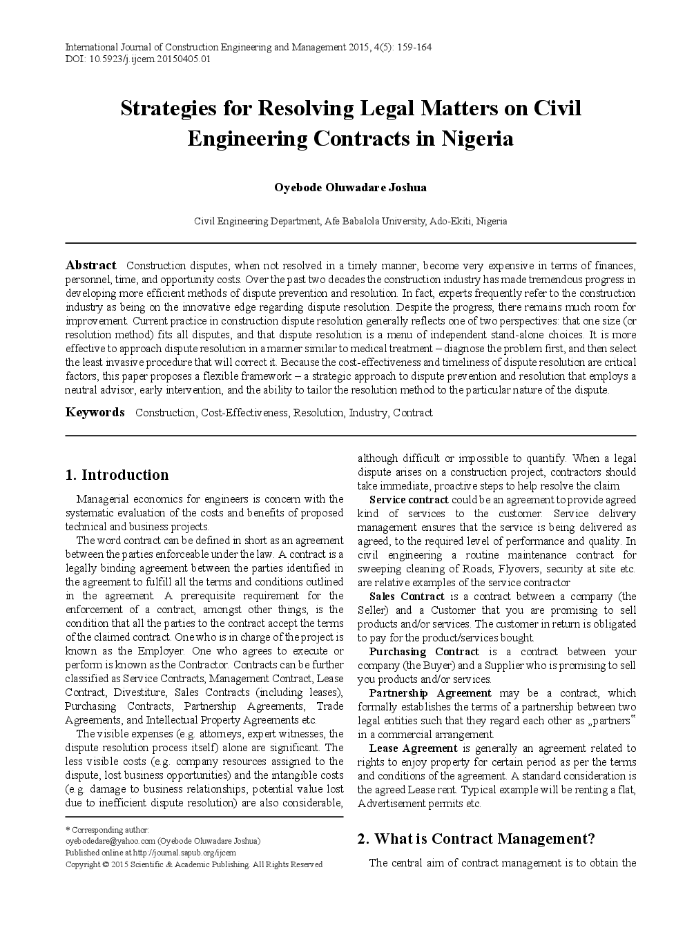 Strategies For Resolving Legal Matters On Civil Engineering Contracts In Nigeria - Page 2