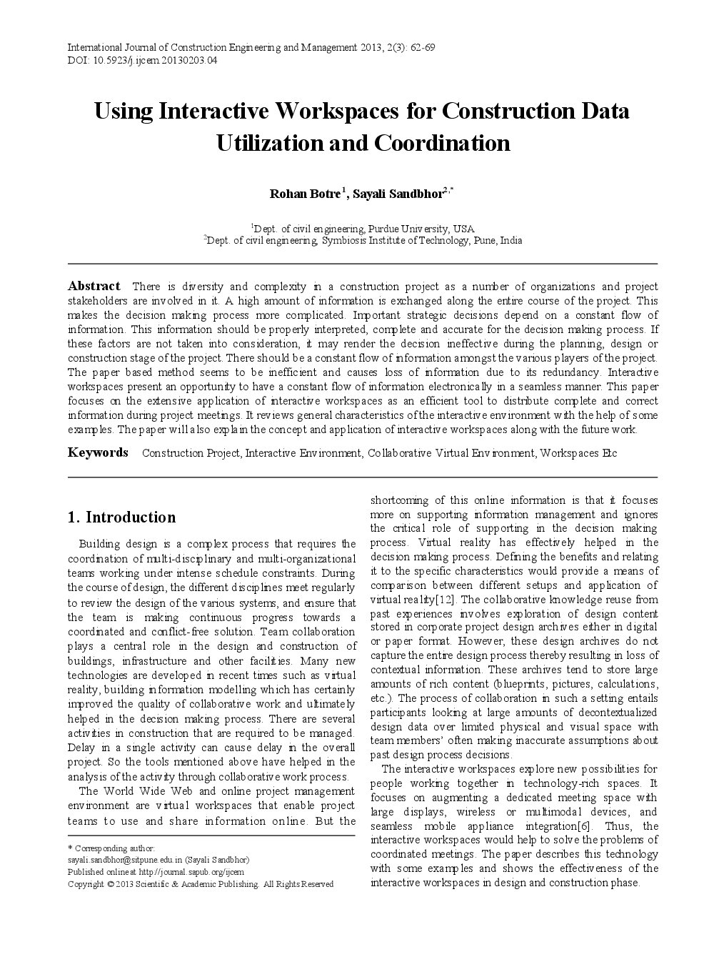 Using Interactive Workspaces For Construction Data Utilization And Coordination - Page 2