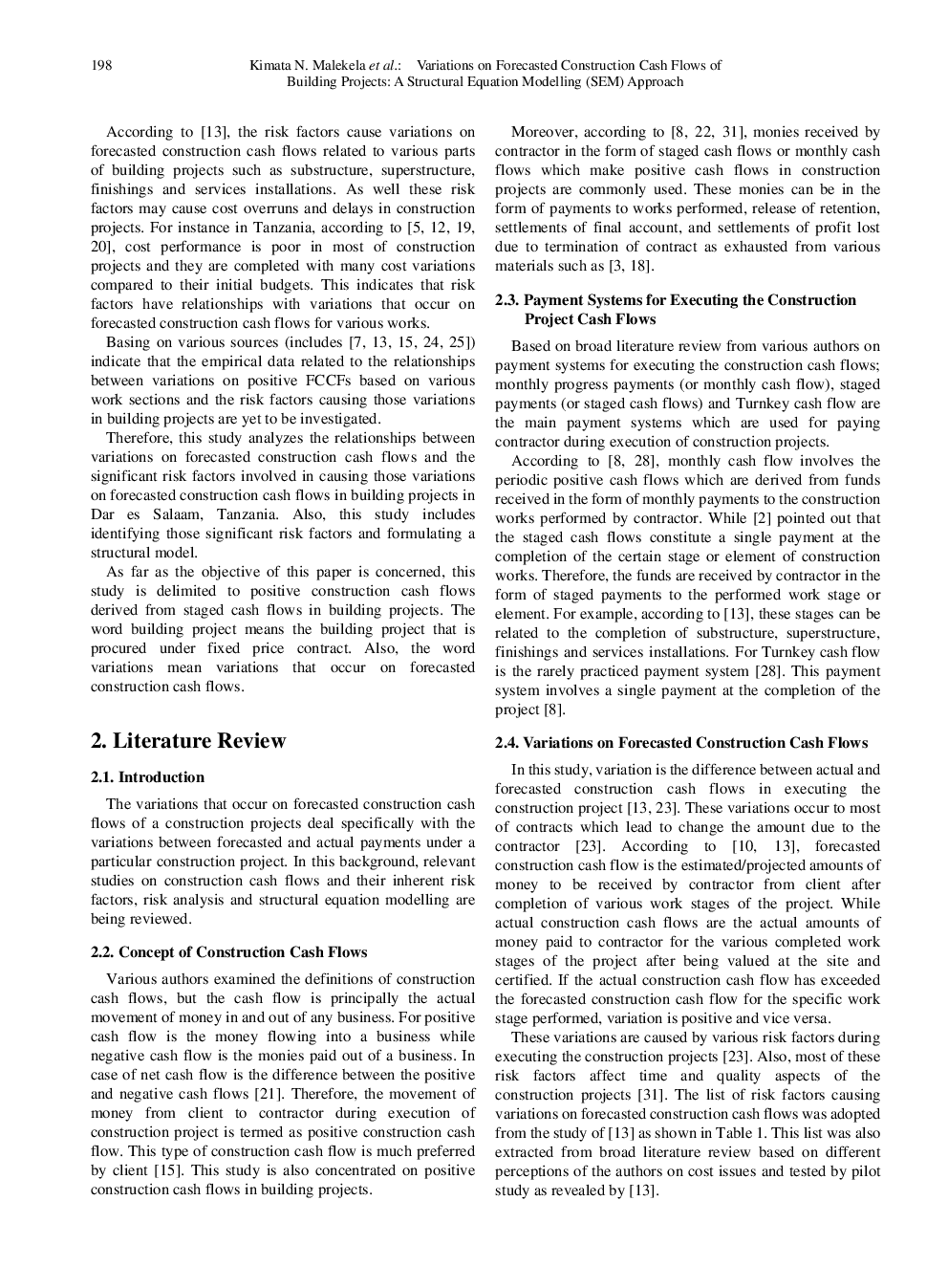 Variations On Forecasted Construction Cash Flows Of Building Projects A Structural Equation Modelling (SEM) Approach - Page 3