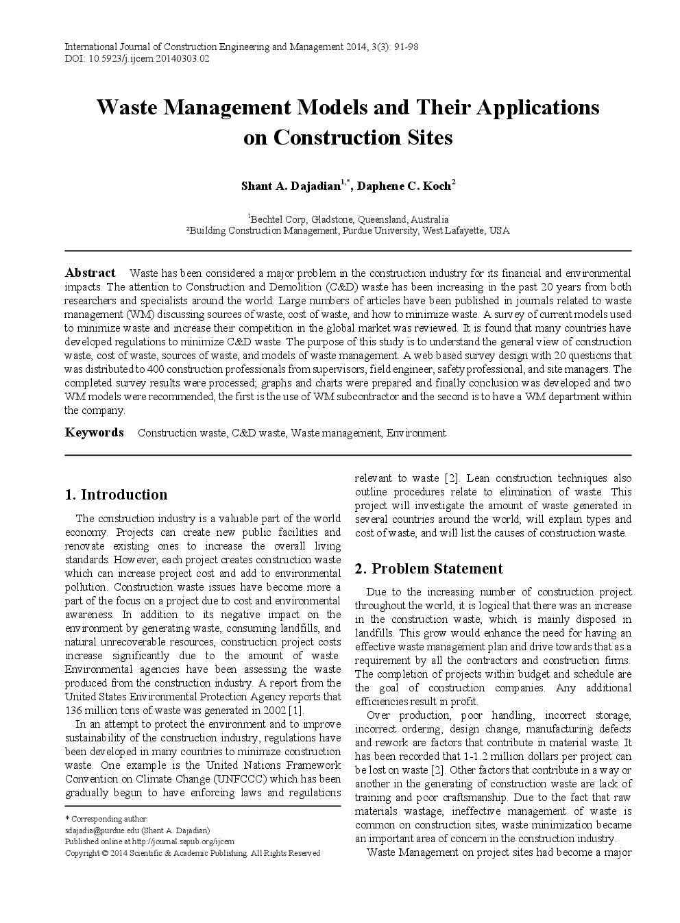 Waste Management Models And Their Applications On Construction Sites - Page 2