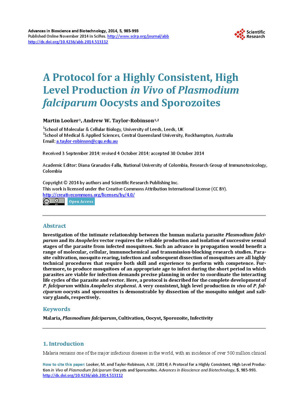 A Protocol For A Highly Consistent, High Level Production In Vivo Of Plasmodium Falciparum Oocysts And Sporozoites - Page 2