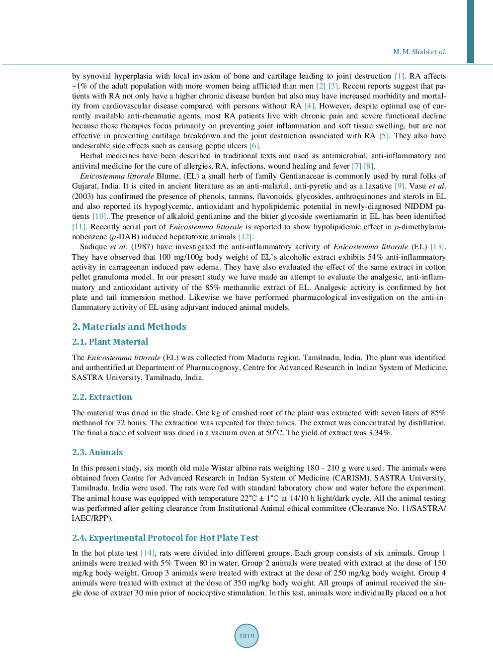 Analgesic And Anti-Arthritic Effect Of Enicostemma littorale Blume - Page 3