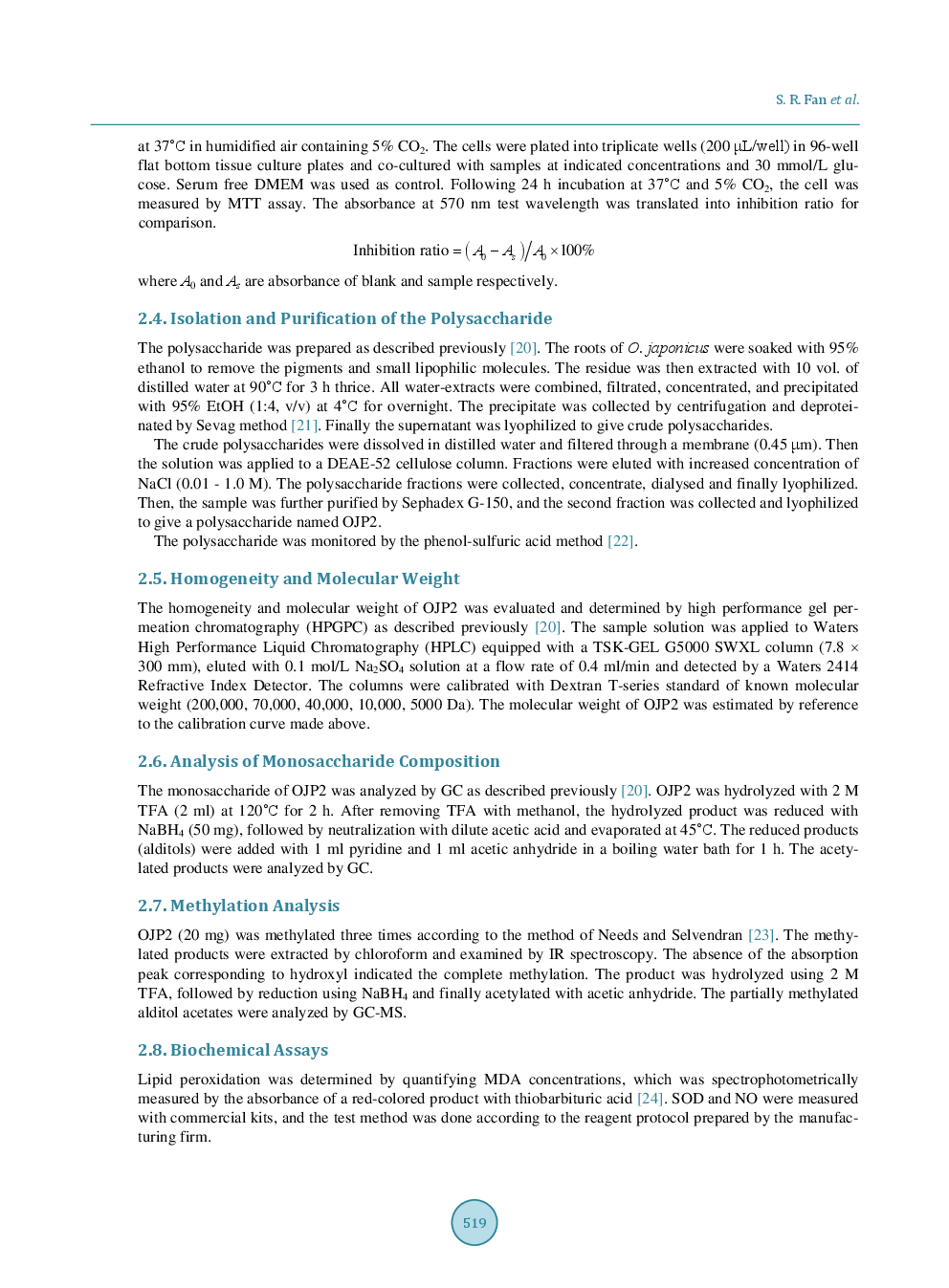 Characterization And Antioxidant Properties Of OJP2, A Polysaccharide Isolated From Ophiopogon Japonicus - Page 4