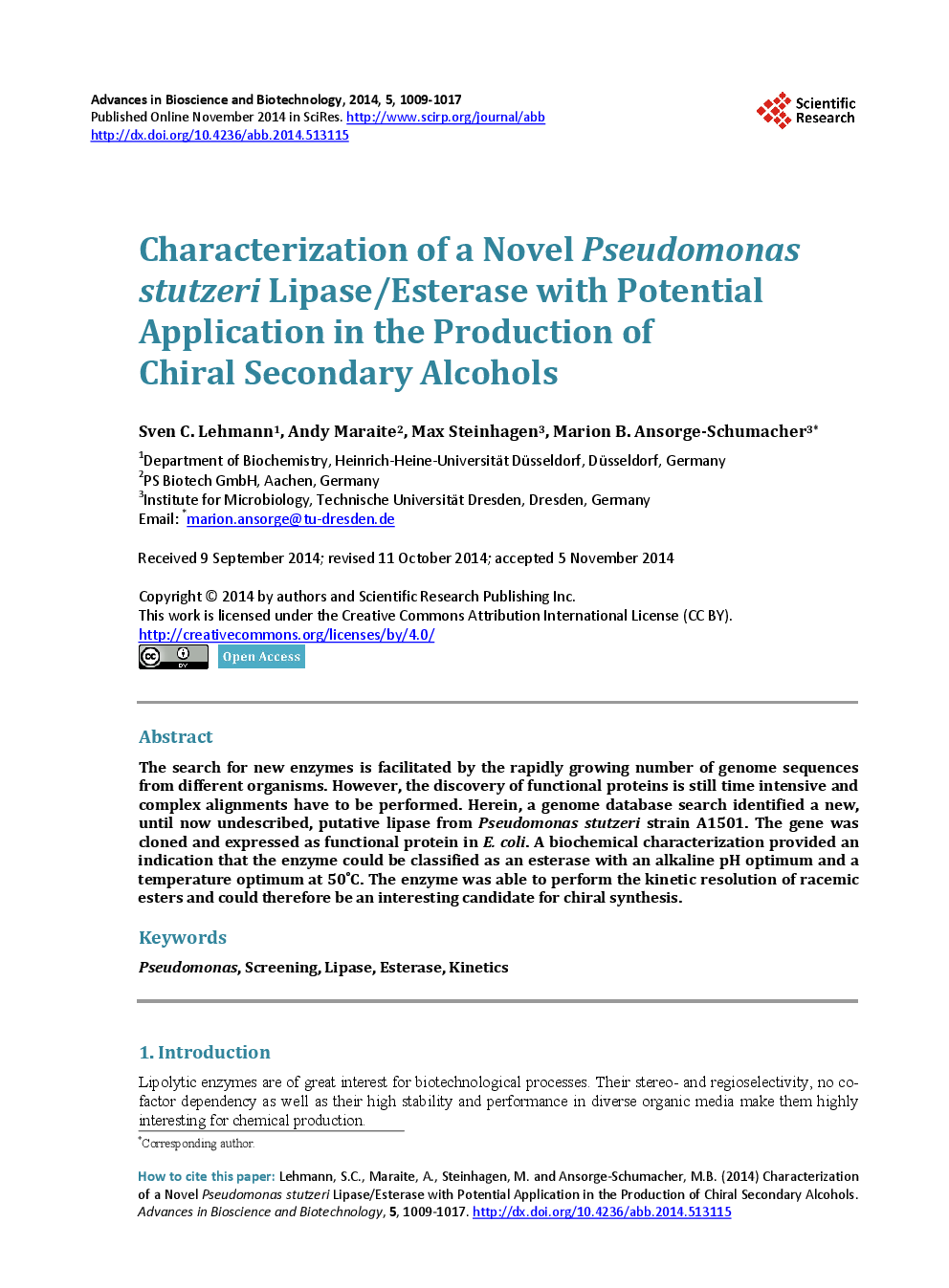 Characterization Of A Novel Pseudomonas Stutzeri Lipase/Esterase With Potential Application In The Production Of Chiral Secondary Alcohols - Page 2