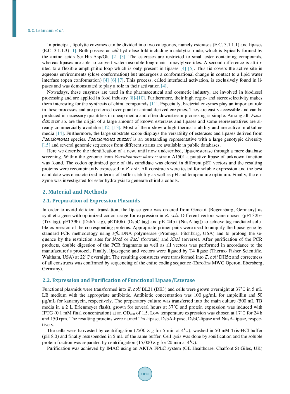 Characterization Of A Novel Pseudomonas Stutzeri Lipase/Esterase With Potential Application In The Production Of Chiral Secondary Alcohols - Page 3