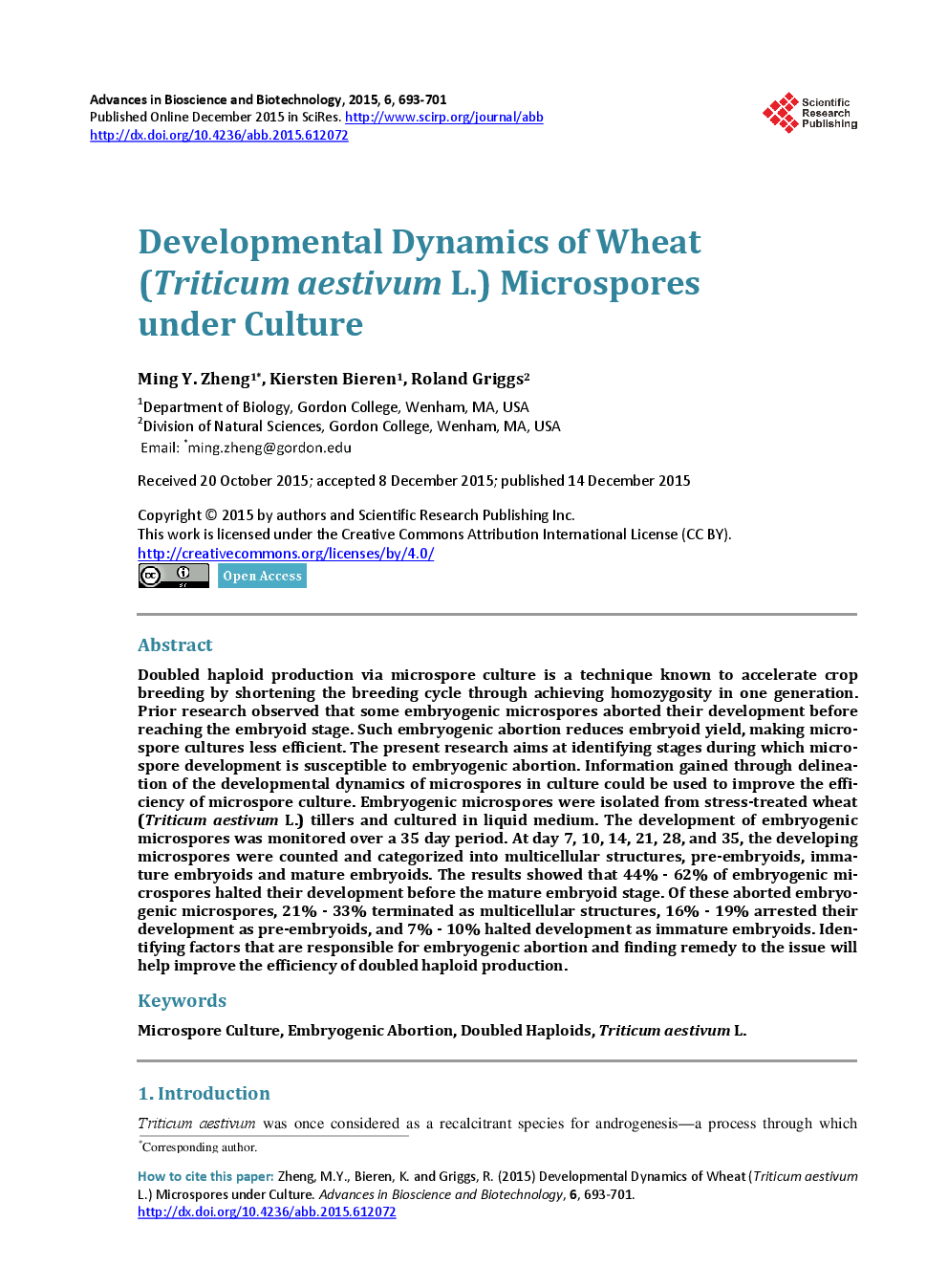 Developmental Dynamics Of Wheat (Triticum aestivum L.) Microspores Under Culture - Page 2