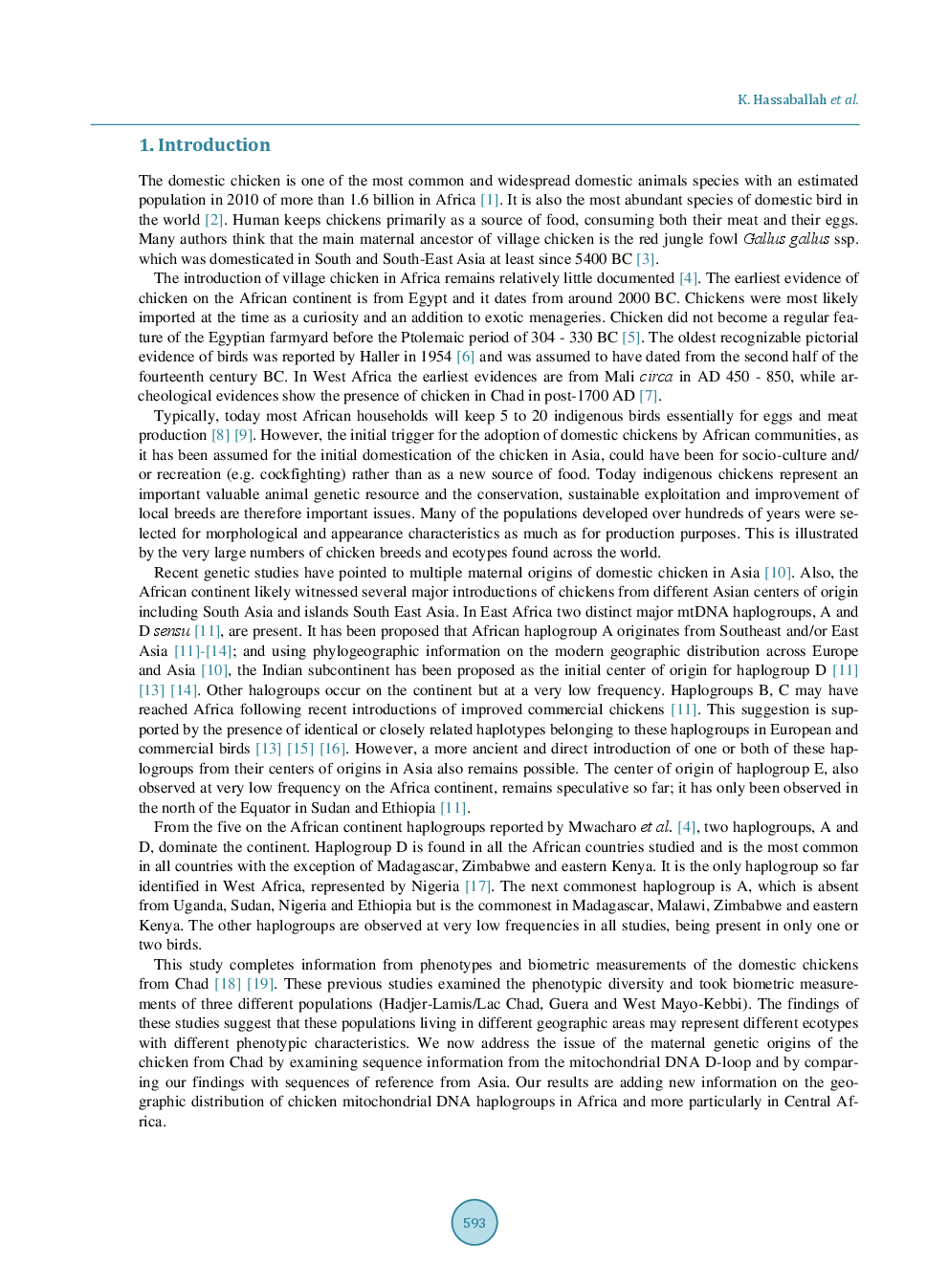 Diversity And Origin Of Indigenous Village Chickens (Gallus Gallus) From Chad, Central Africa - Page 3