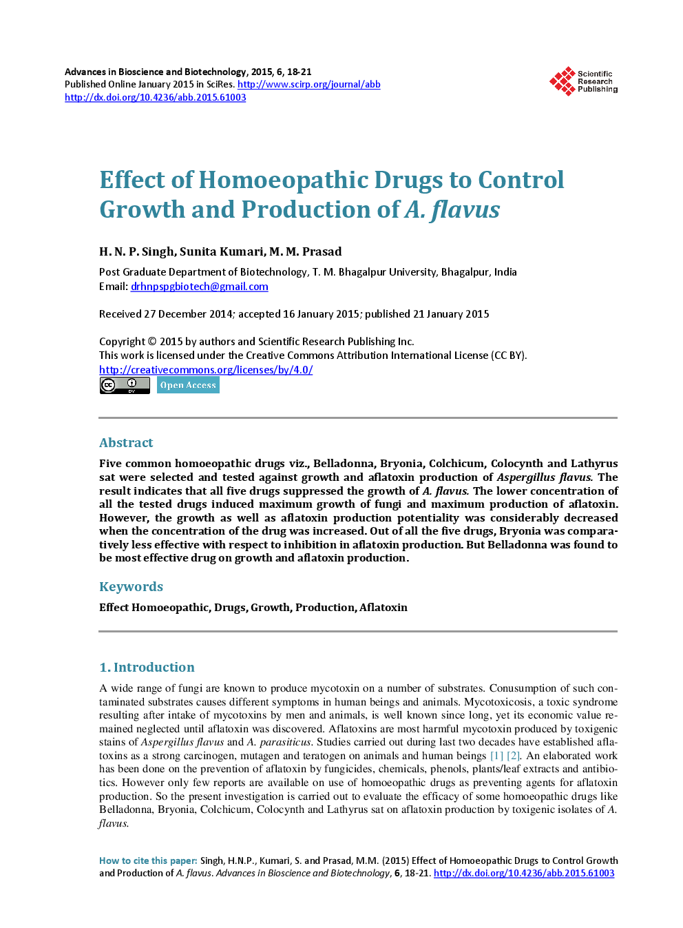 Effect Of Homoeopathic Drugs To Control Growth And Production Of A. Flavus - Page 2