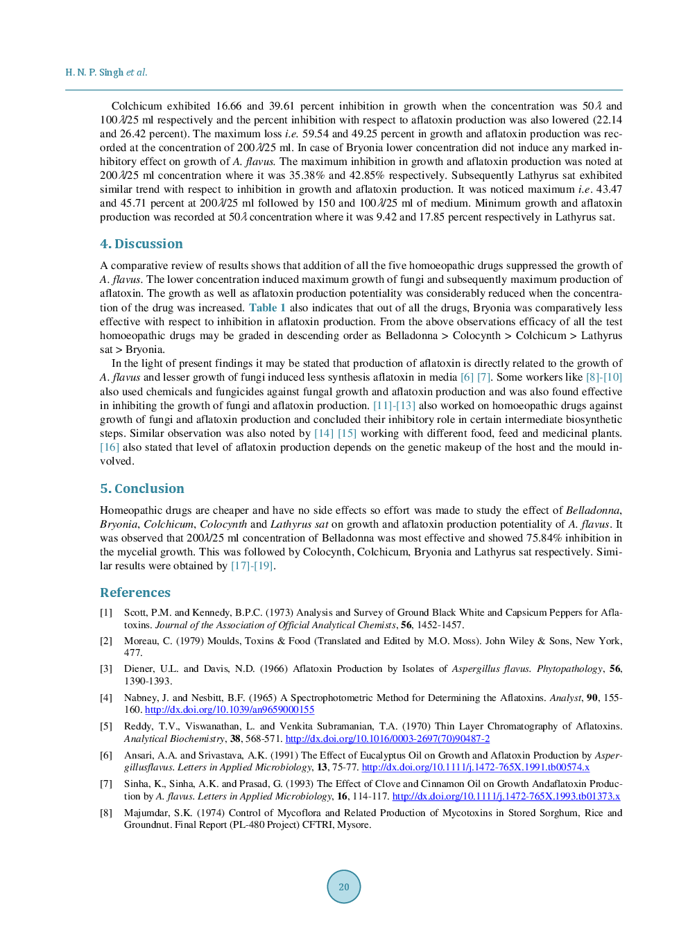 Effect Of Homoeopathic Drugs To Control Growth And Production Of A. Flavus - Page 4