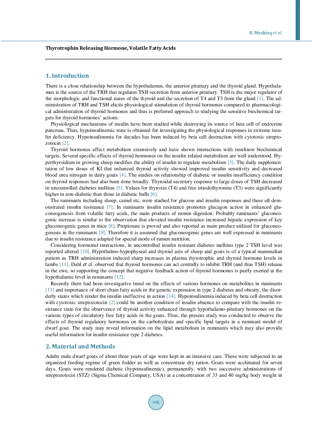 Effect Of TRH And TSH On Circulatory Glucose And Fatty Acids Responses In Hypoinsulenemic Male Dwarf Goats - Page 3