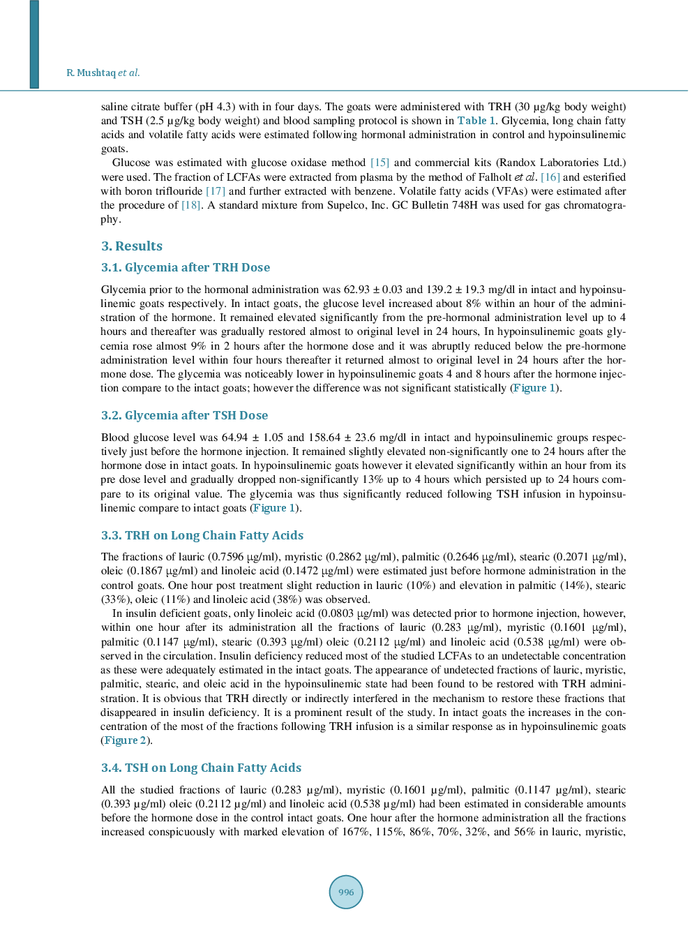 Effect Of TRH And TSH On Circulatory Glucose And Fatty Acids Responses In Hypoinsulenemic Male Dwarf Goats - Page 4