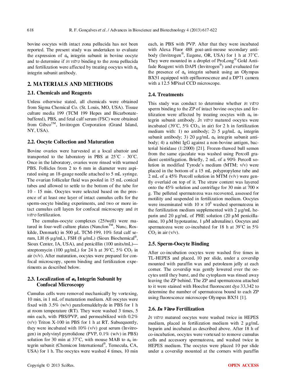 Expression Of α6 Integrin Subunit in Bovine Oocyte And Its Potential Role During Fertilization - Page 3