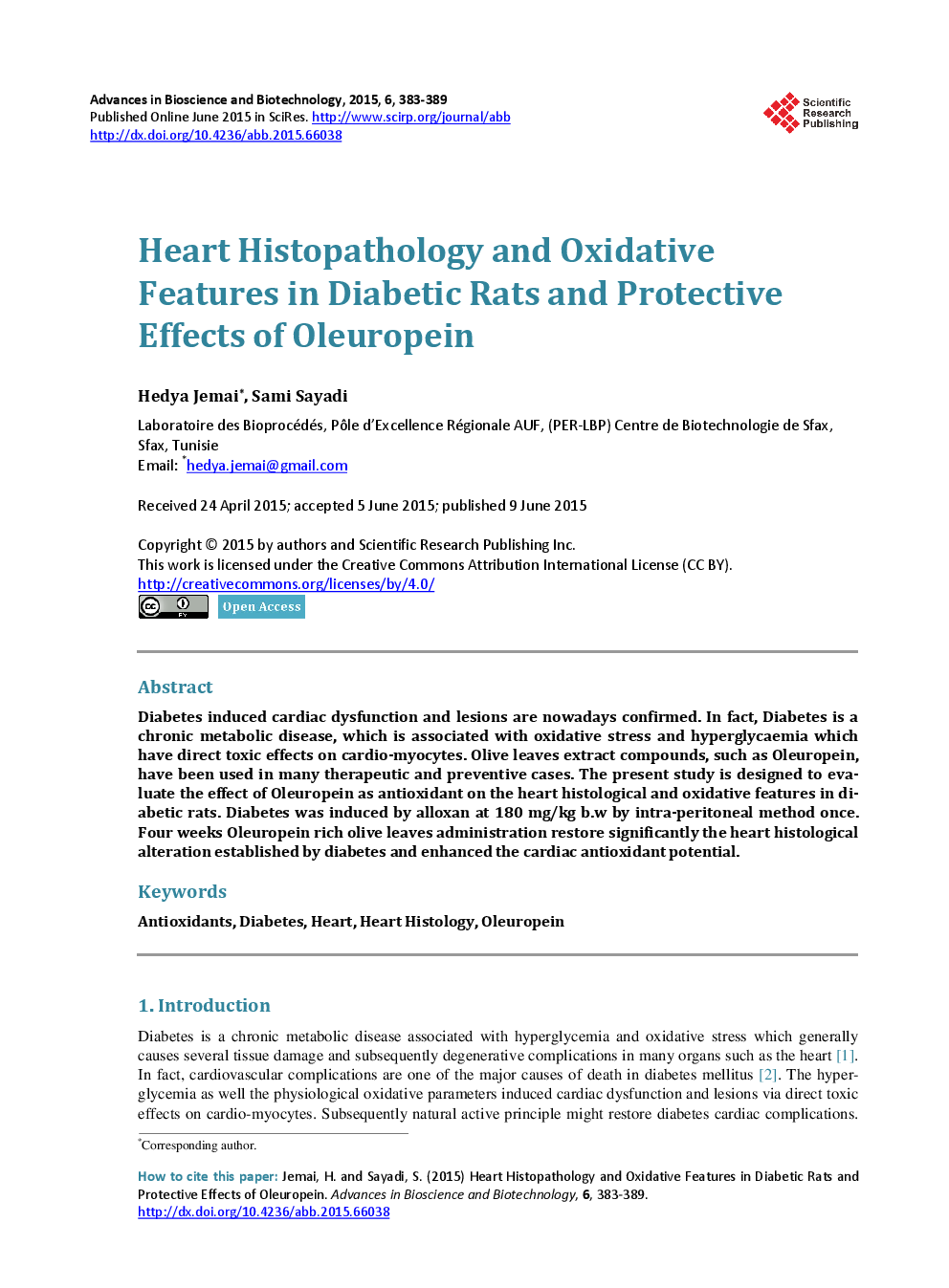 Heart Histopathology And Oxidative Features In Diabetic Rats And Protective Effects Of Oleuropein - Page 2