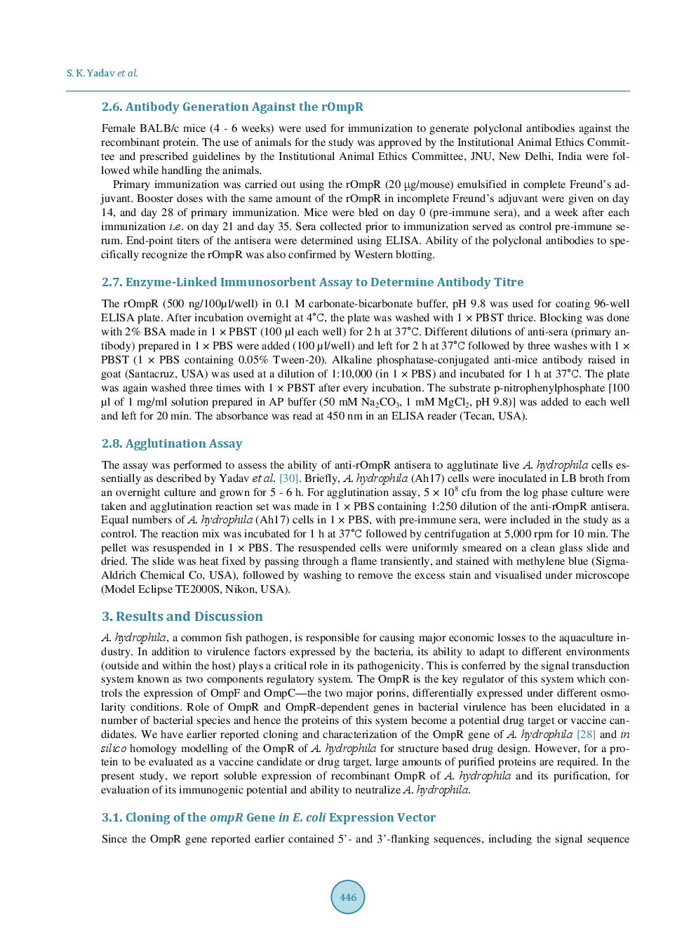 Heterologous Soluble Expression Of Recombinant OmpR Of Aeromonas Hydrophila And Its Immunogenic Potential - Page 5