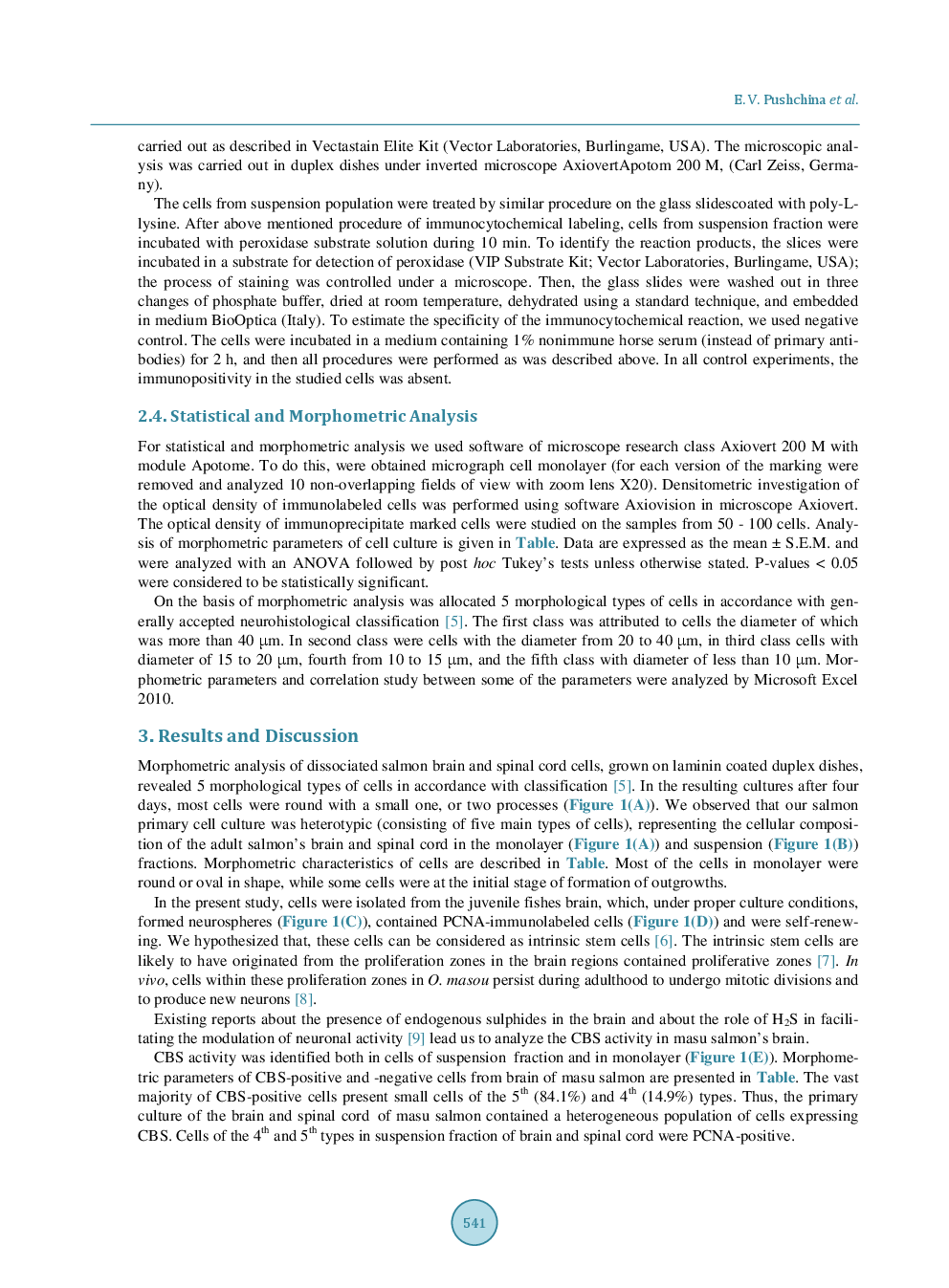 Hydrogen Sulfide in Proliferating And Differentiated Cells in Primary Cultures Of Juvenile Brain Of Masu Salmon Oncorhynchus Masou - Page 4