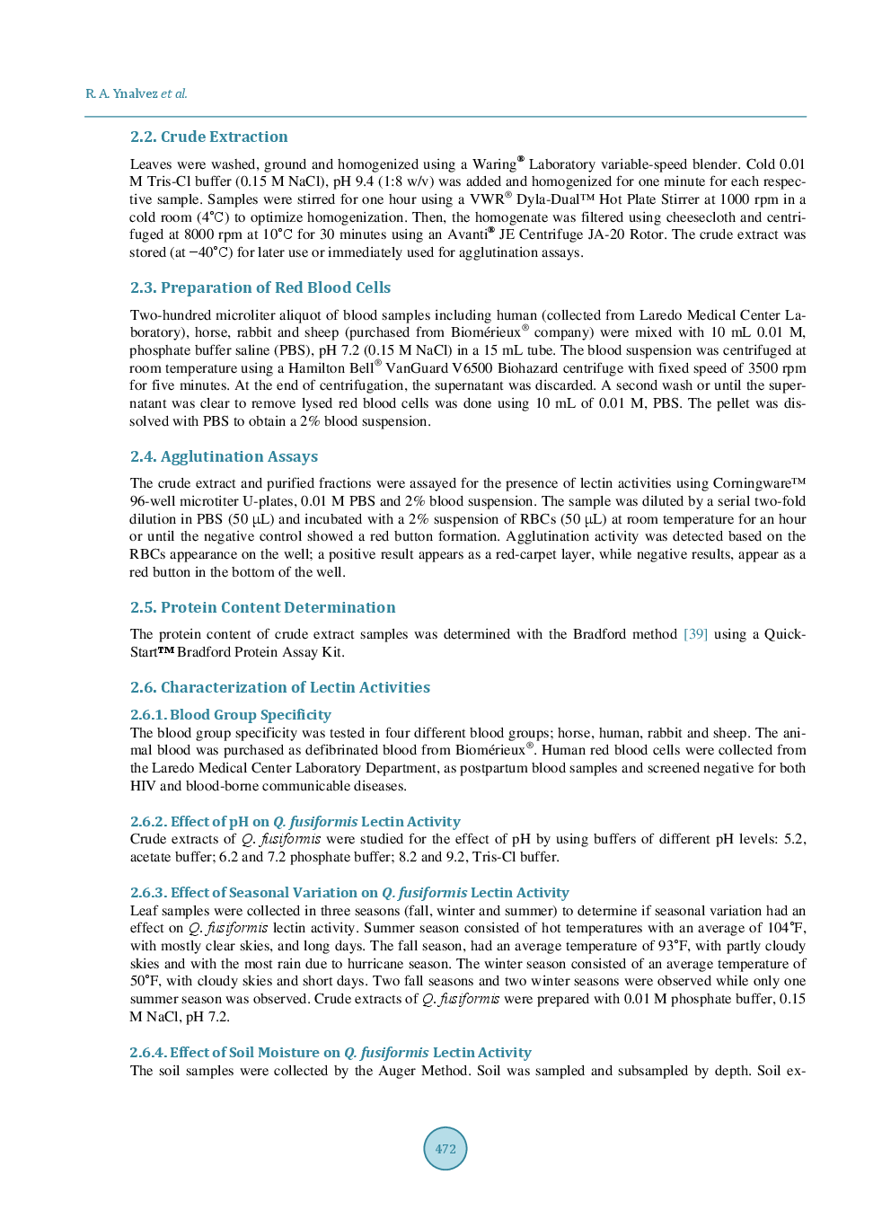 Isolation, Partial Purification And Characterization Of Texas Live Oak (Quercus Fusiformis) Lectin Ruby - Page 4