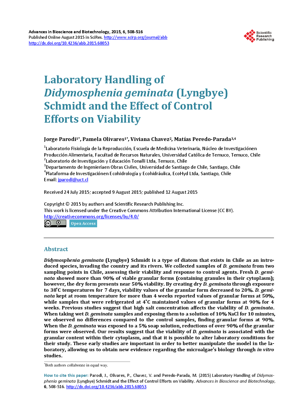 Laboratory Handling Of Didymosphenia Geminata (Lyngbye) Schmidt And The Effect Of Control Efforts On Viability - Page 2