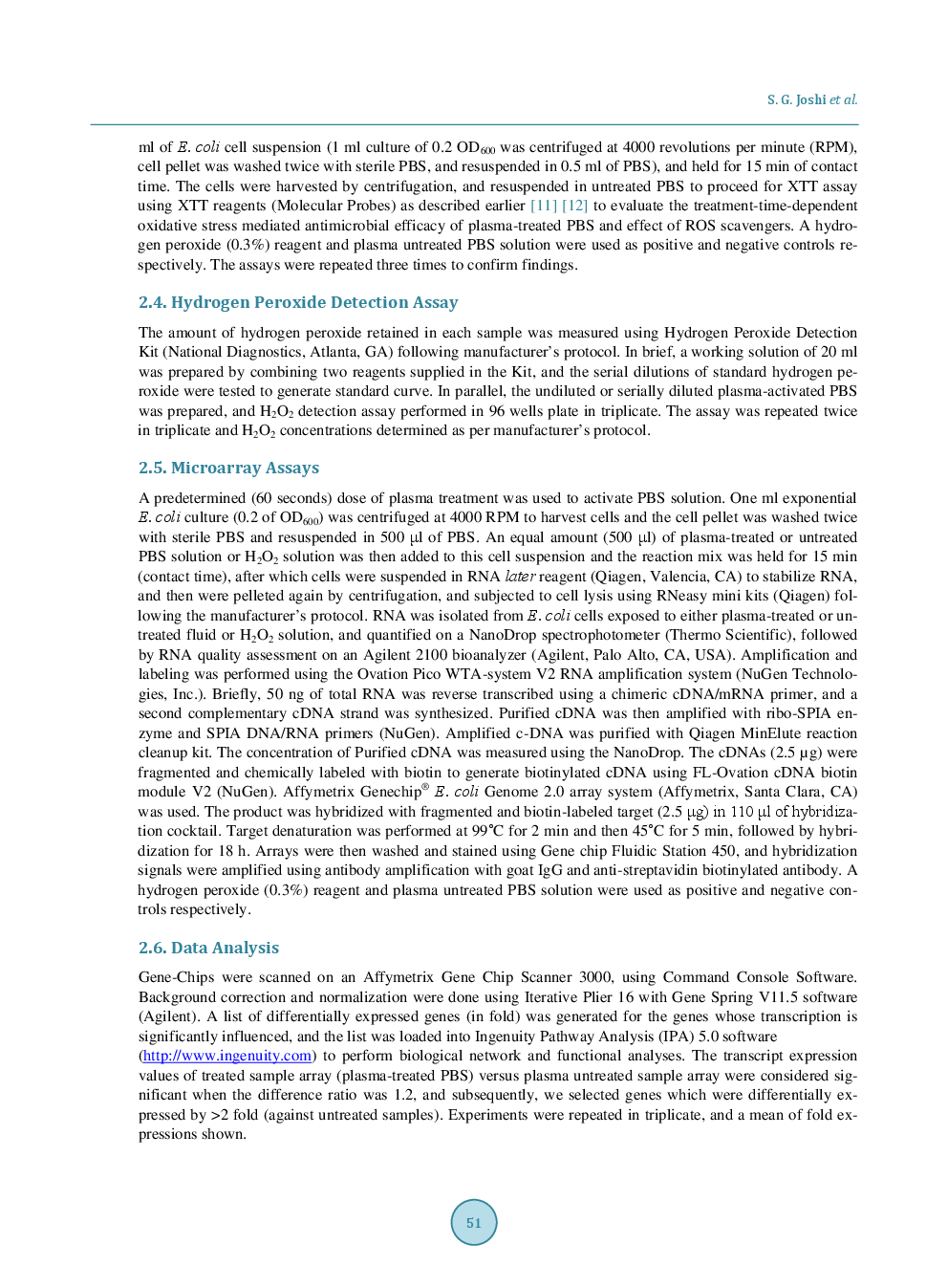 Microarray Analysis Of Transcriptomic Response Of Escherichia Coli To Nonthermal Plasma-Treated PBS Solution - Page 4