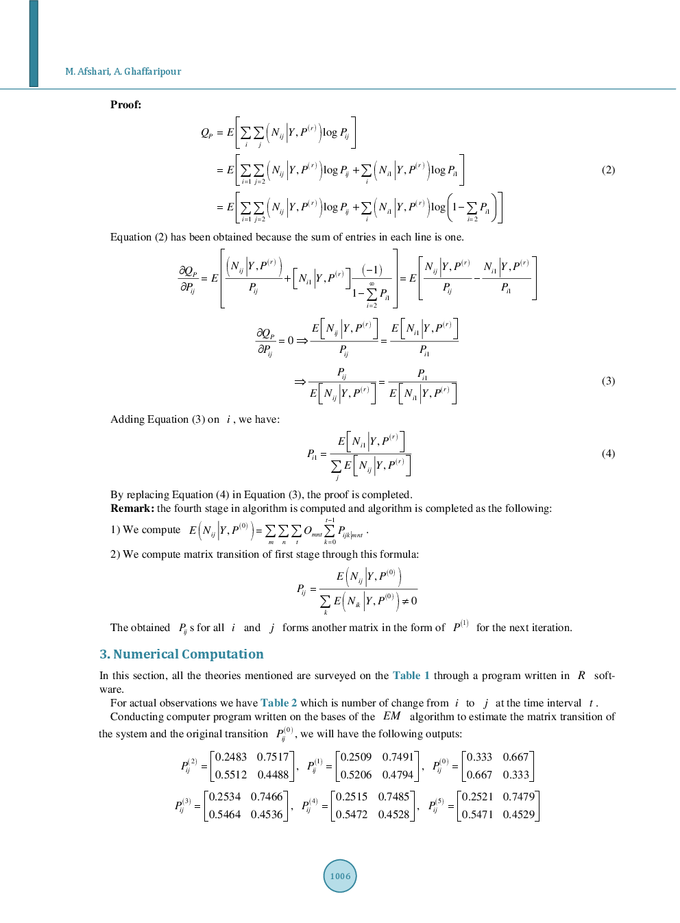 Modeling Of Imperfect Data In Medical Sciences By Markov Chain With Numerical Computation - Page 5
