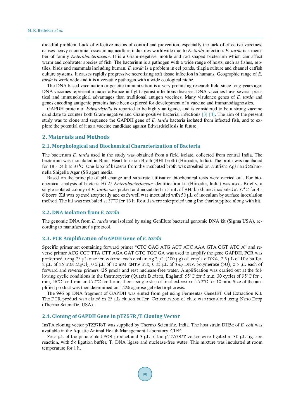 Molecular Characterization Of Glyceraldehyde-3-Phosphate Dehydrogenase (GAPDH) Gene Of Field Isolate Of Edwardsiella Tarda - Page 3
