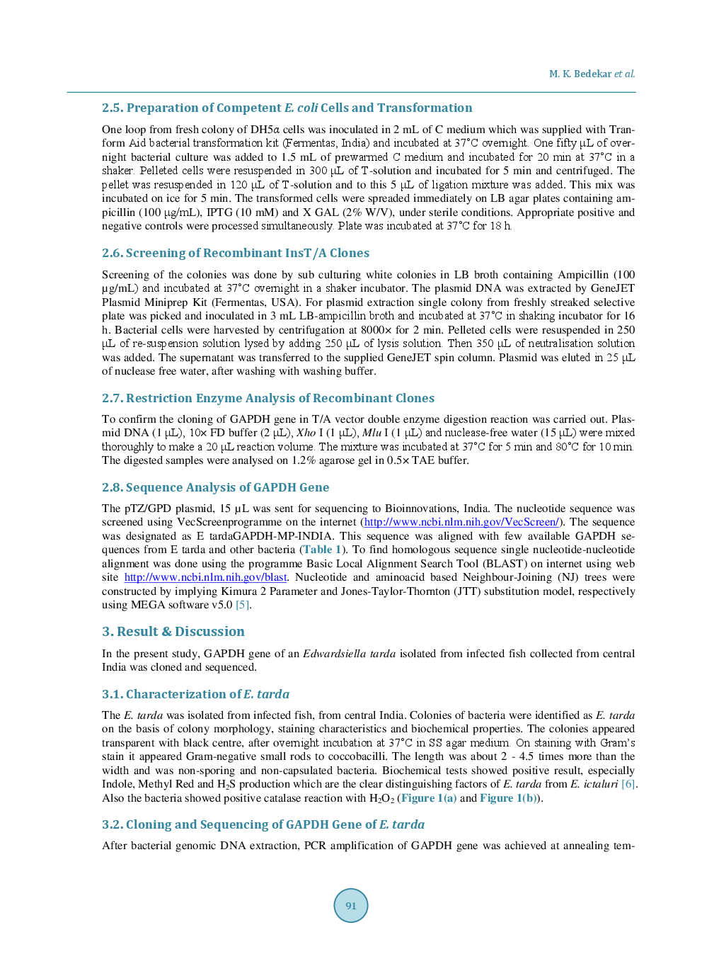 Molecular Characterization Of Glyceraldehyde-3-Phosphate Dehydrogenase (GAPDH) Gene Of Field Isolate Of Edwardsiella Tarda - Page 4