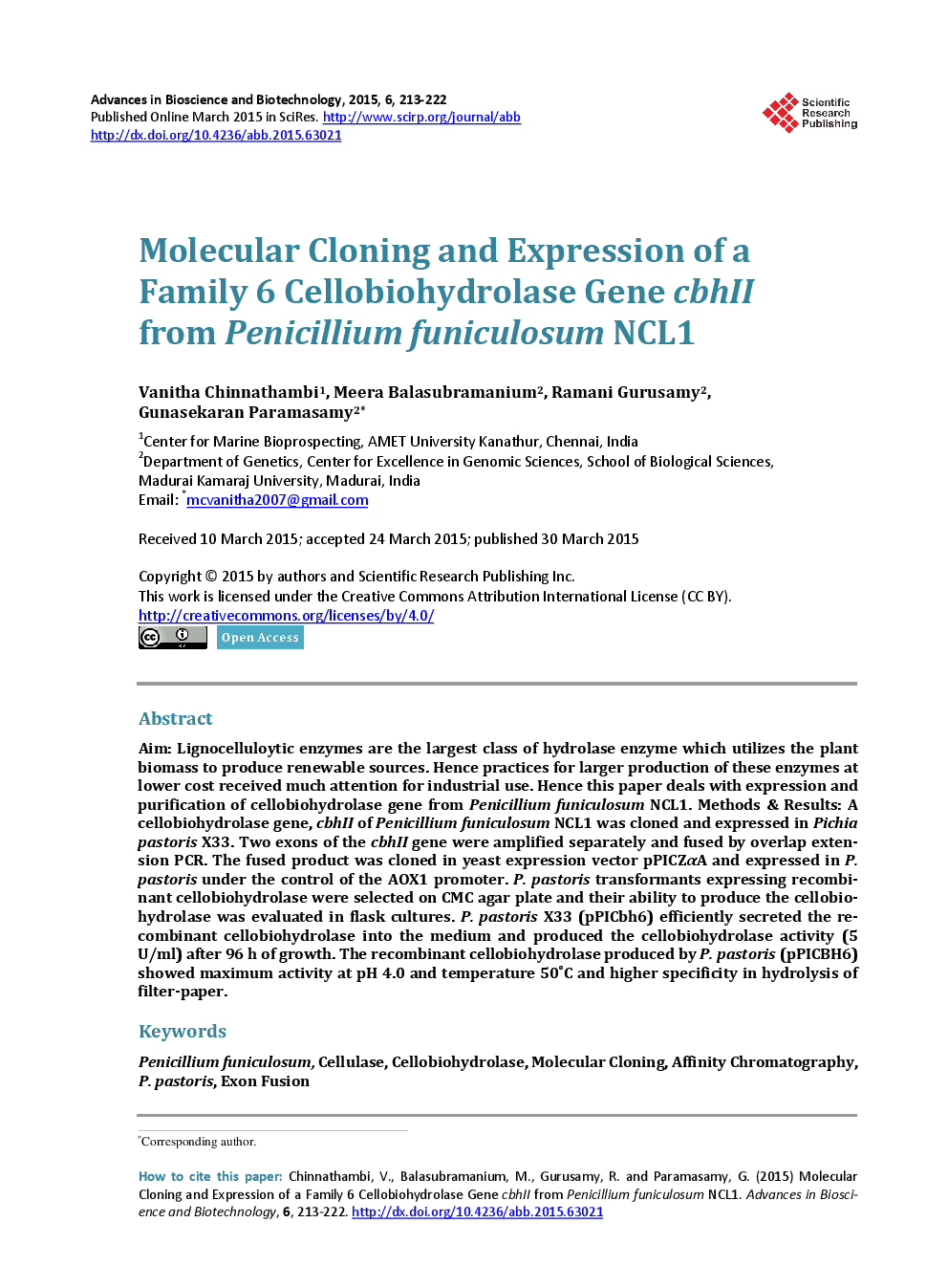 Molecular Cloning And Expression Of A Family 6 Cellobiohydrolase Gene CbhII From Penicillium Funiculosum NCL1 - Page 2