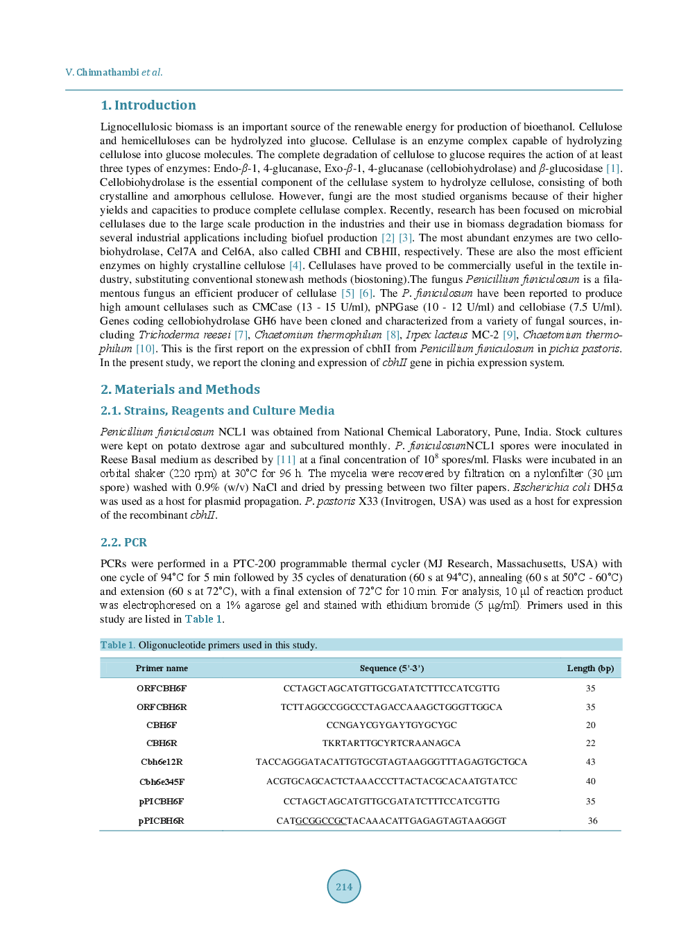 Molecular Cloning And Expression Of A Family 6 Cellobiohydrolase Gene CbhII From Penicillium Funiculosum NCL1 - Page 3