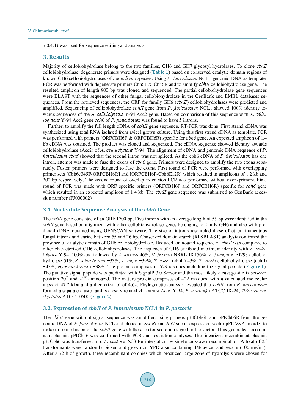 Molecular Cloning And Expression Of A Family 6 Cellobiohydrolase Gene CbhII From Penicillium Funiculosum NCL1 - Page 5