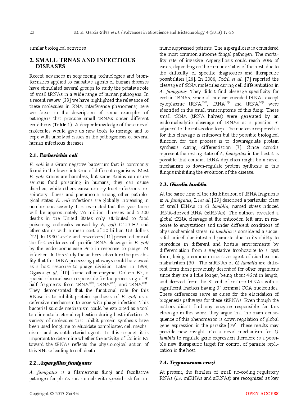 Novel Aspects Of tRNA-Derived Small RNAs With Potential Impact in Infectious Diseases - Page 5