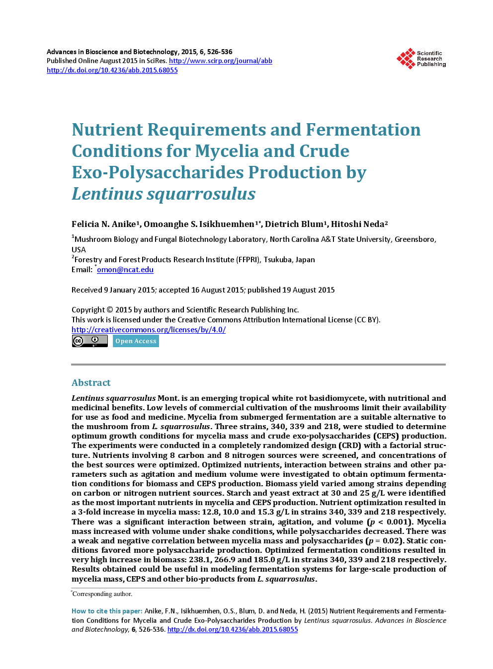 Nutrient Requirements And Fermentation Conditions For Mycelia And Crude Exo-Polysaccharides Production By Lentinus Squarrosulus - Page 2