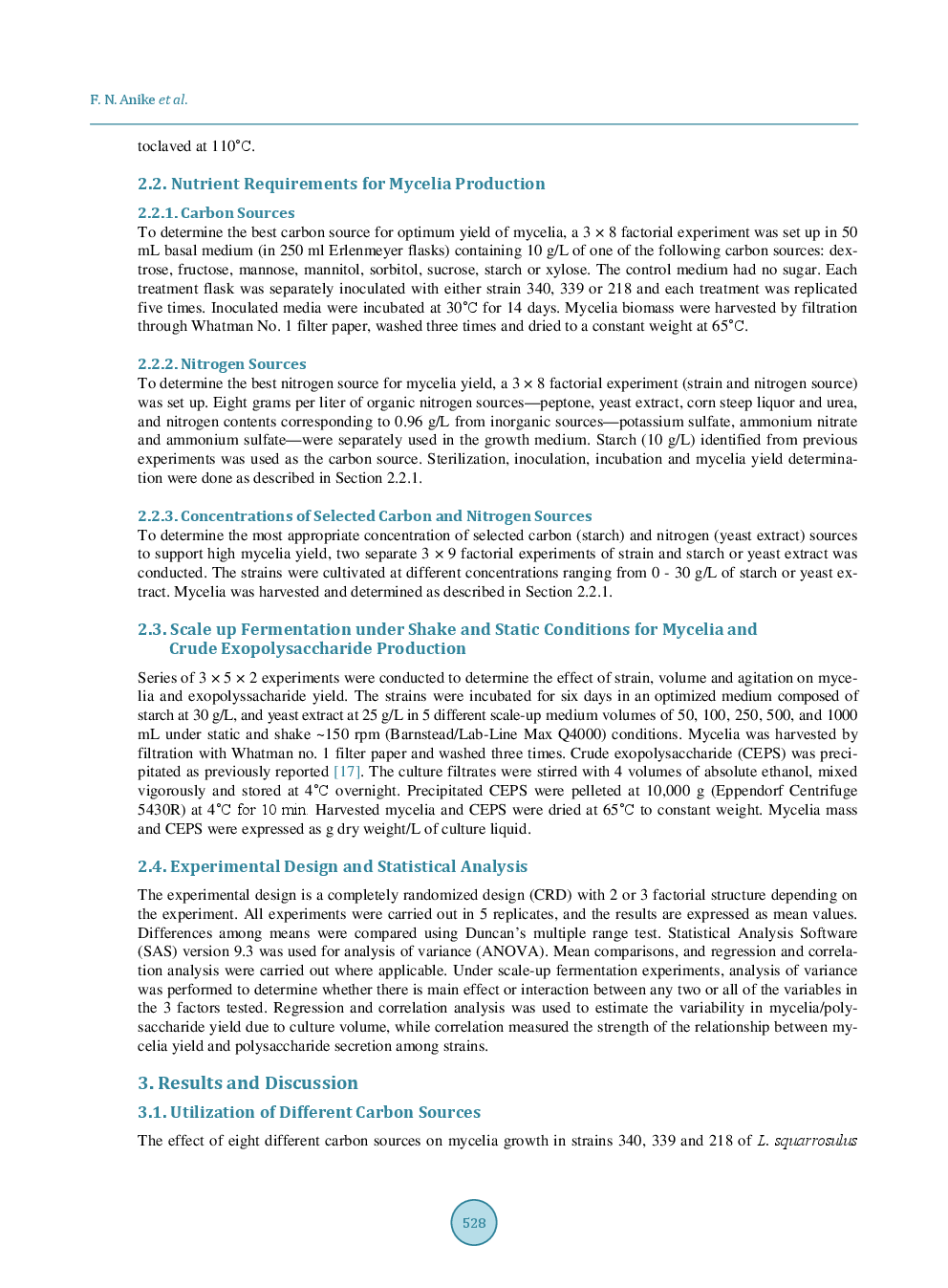 Nutrient Requirements And Fermentation Conditions For Mycelia And Crude Exo-Polysaccharides Production By Lentinus Squarrosulus - Page 4