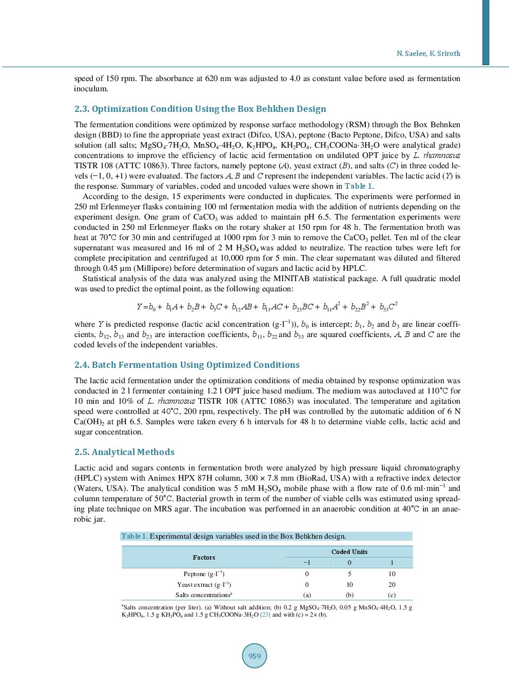 Optimization Of Nutrients in Fermentative Lactic Acid Production Using Oil Palm Trunk Juice As Substrate - Page 4
