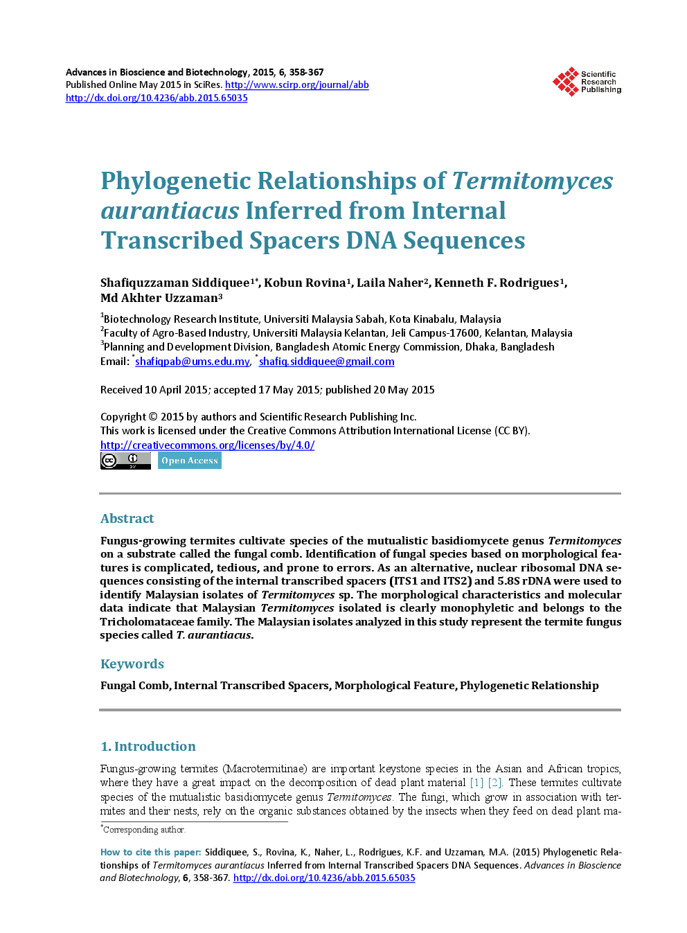 Phylogenetic Relationships Of Termitomyces Aurantiacus Inferred From Internal Transcribed Spacers DNA Sequences - Page 2