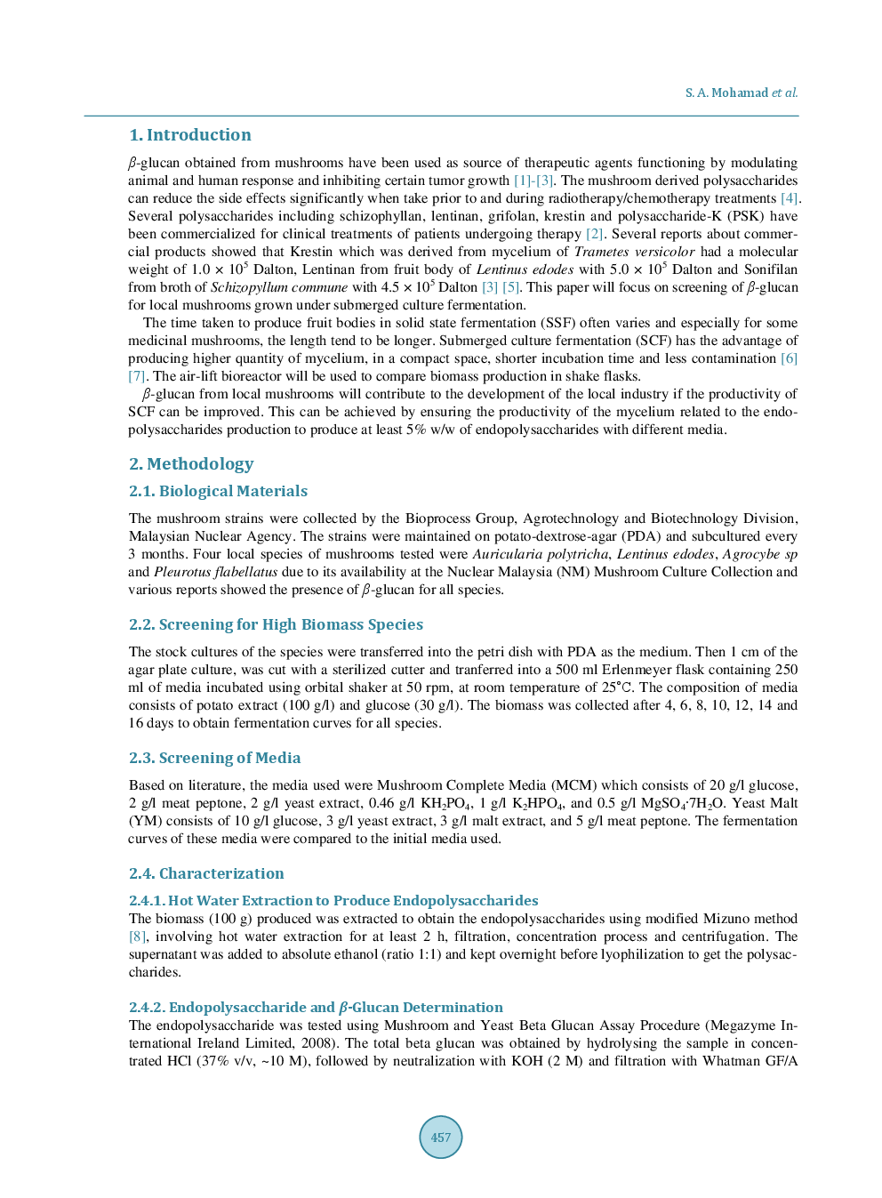 Production Of Endopolysaccharides From Malaysia’s Local Mushrooms In Air-Lift Bioreactor - Page 3