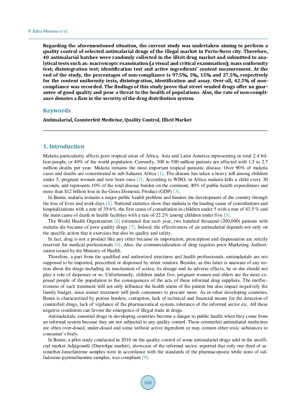 Quality Control Of Selected Antimalarials Sold In The Illicit Market: An Investigation Conducted In Porto-Novo City (Republic Of Benin) - Page 3
