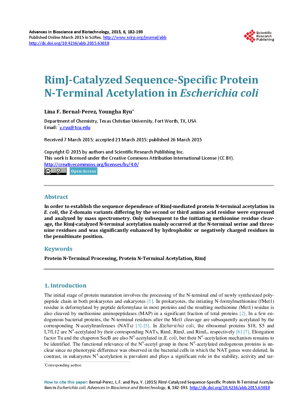 RimJ-Catalyzed Sequence-Specific Protein N-Terminal Acetylation In Escherichia Coli - Page 2