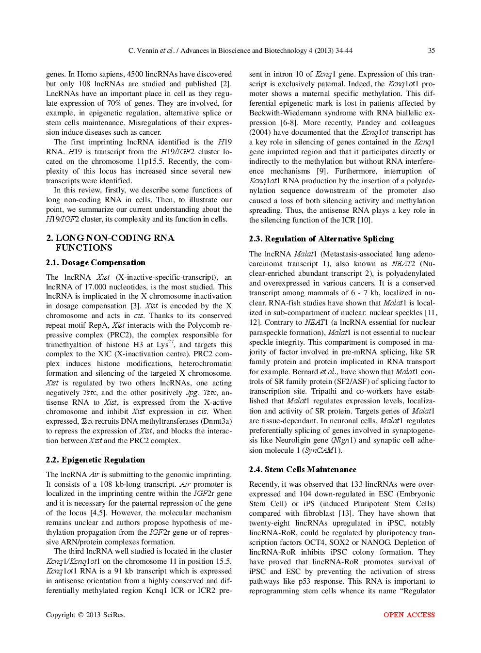 Role Of Long Non-Coding RNA In Cells: Example Of The H19/IGF2 Locus - Page 3