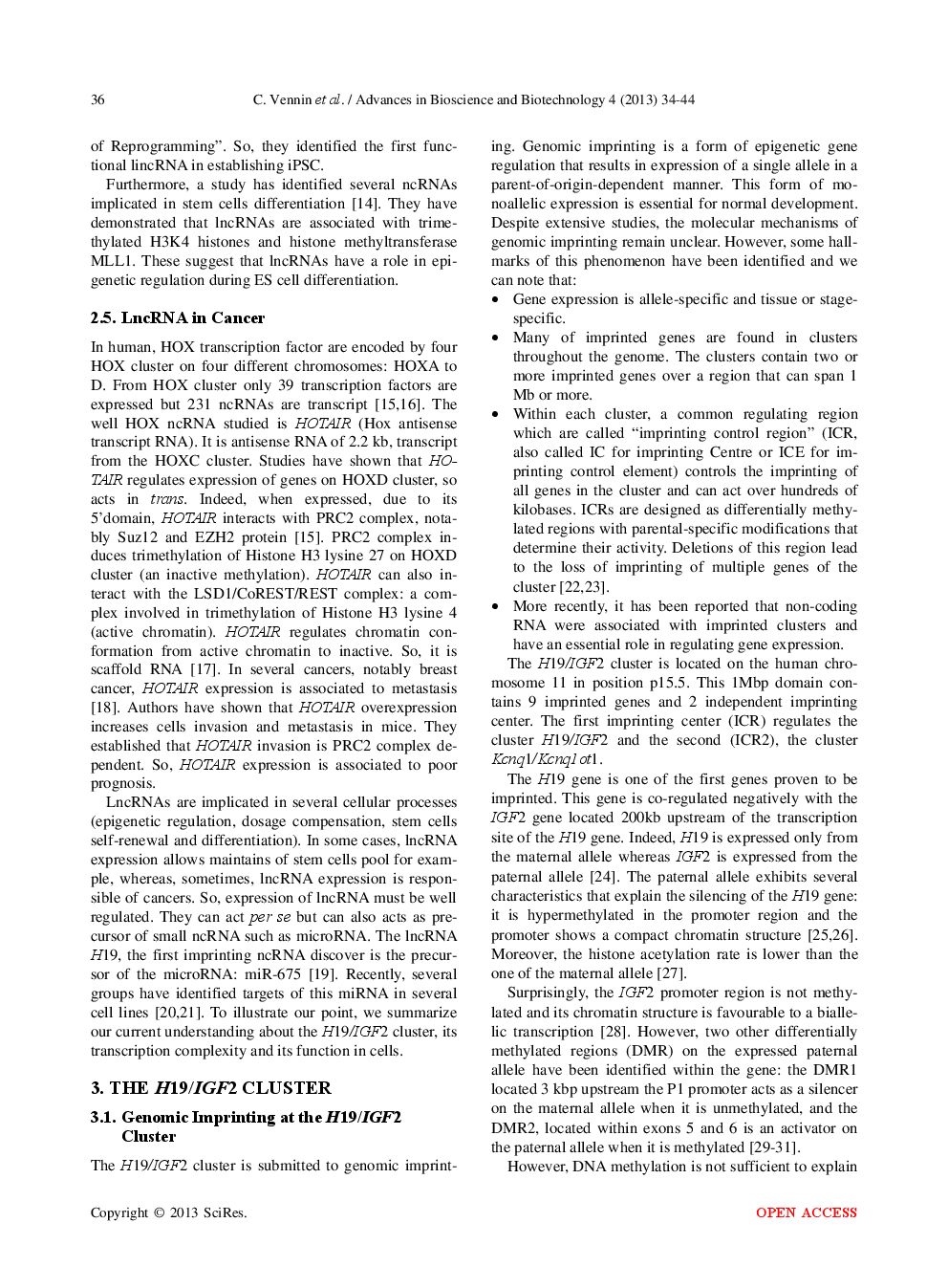 Role Of Long Non-Coding RNA In Cells: Example Of The H19/IGF2 Locus - Page 4
