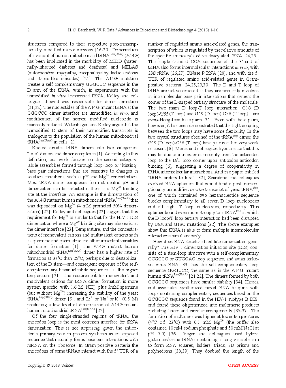 Sequence And Structure Of Naturally-Occurring tRNA Transcripts And Site-Directed Variants Are Significant Barriers To Forming Oligomers Beyond Dimers - Page 3