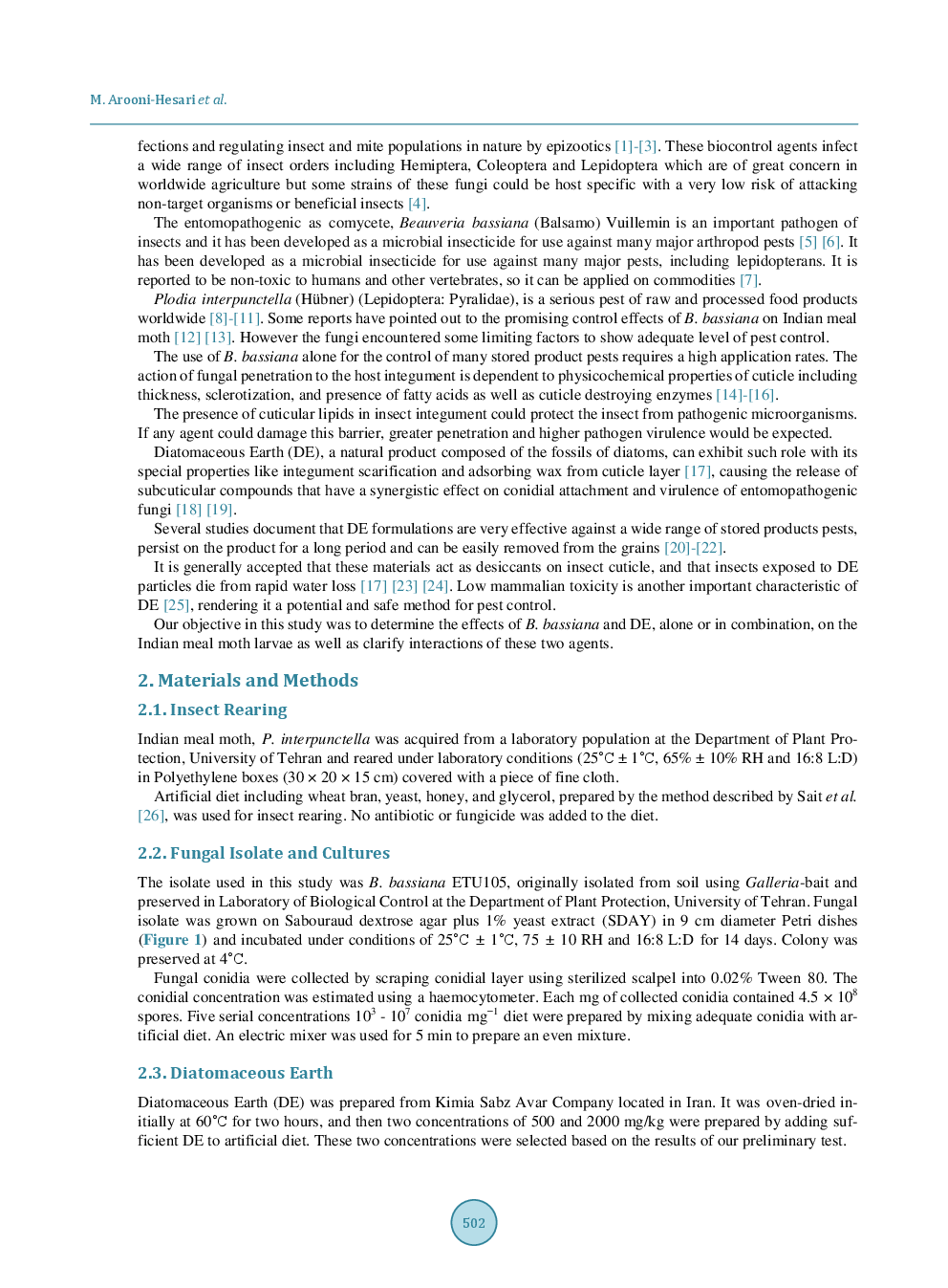 Simultaneous Use Of Entomopathogenic Fungus Beauveria Bassiana And Diatomaceous Earth Against The Larvae Of Indian Meal Moth, Plodia Interpunctella - Page 3