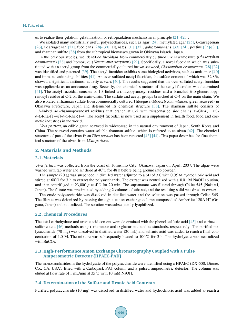 Structure Of Ulvan Isolated From The Edible Green Seaweed, Ulva Pertusa - Page 3
