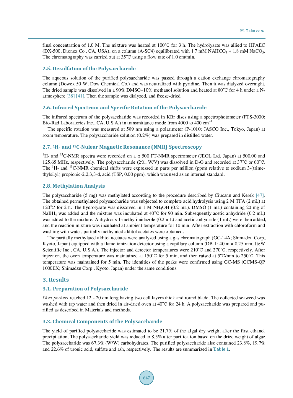 Structure Of Ulvan Isolated From The Edible Green Seaweed, Ulva Pertusa - Page 4