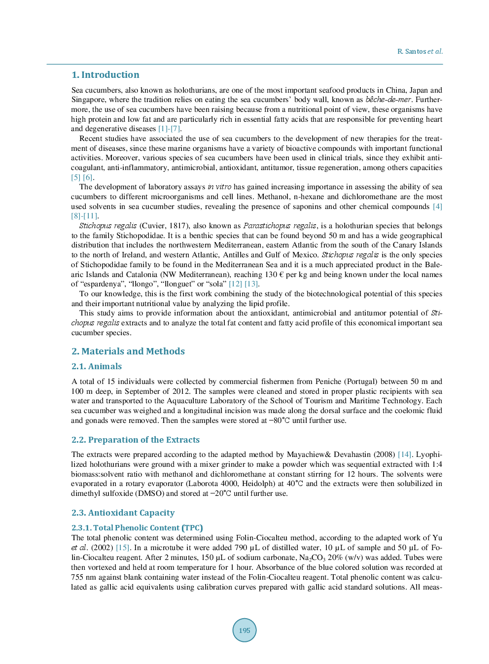 The Biotechnological And Seafood Potential Of Stichopus Regalis - Page 3