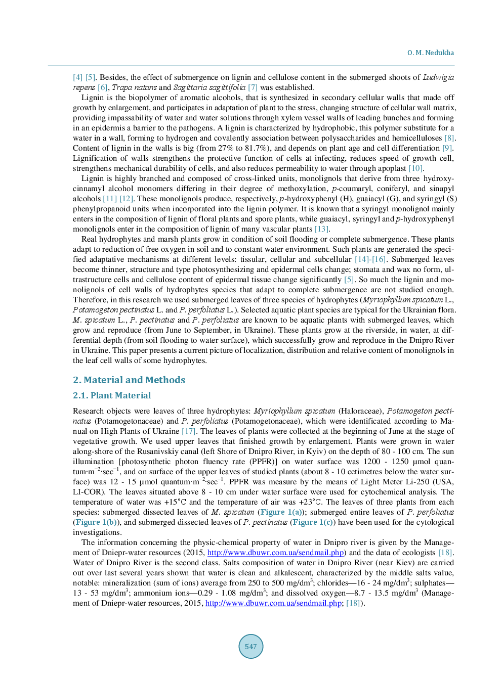 The Participation Of Wall Monolignols In Leaf Tolerance To Nature Flooding Of Hydrophytes - Page 3