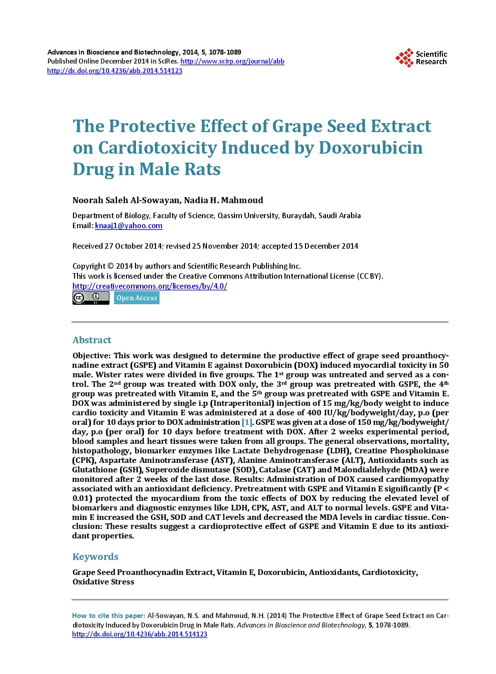 The Protective Effect Of Grape Seed Extract On Cardiotoxicity Induced By Doxorubicin Drug In Male Rats - Page 2