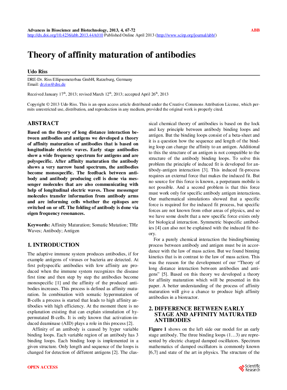 Theory Of Affinity Maturation Of Antibodies - Page 2
