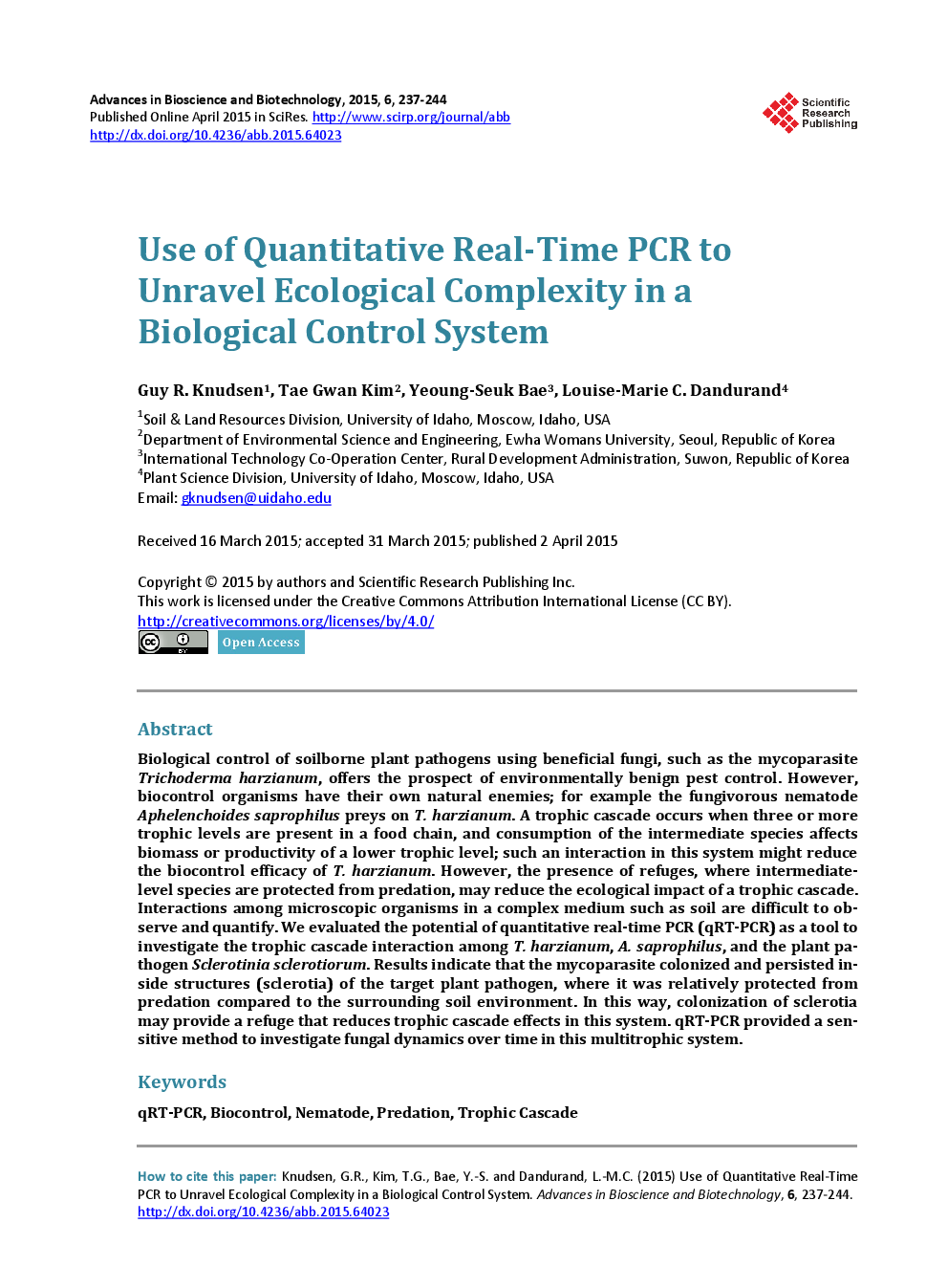 Use Of Quantitative Real-Time PCR To Unravel Ecological Complexity In A Biological Control System - Page 2