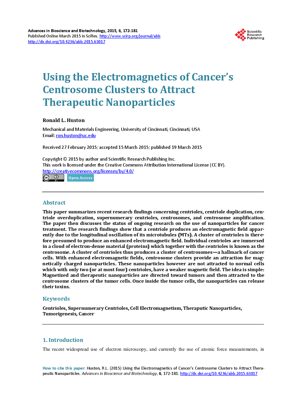 Using The Electromagnetics Of Cancer’s Centrosome Clusters To Attract Therapeutic Nanoparticles - Page 2